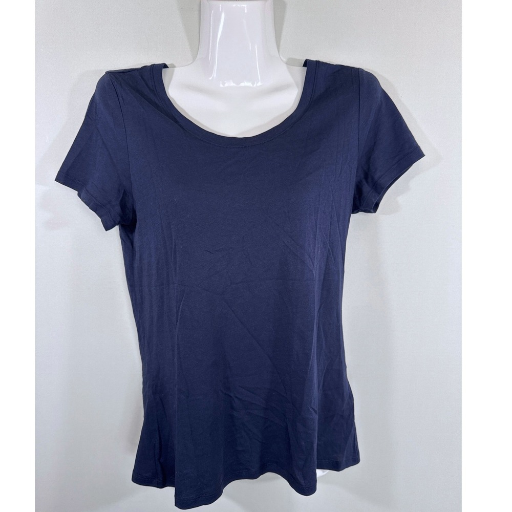 Quince Navy Blue Cotton Modal Scoop Neck T-Shirt Womens XS Basic Minimalist Tee